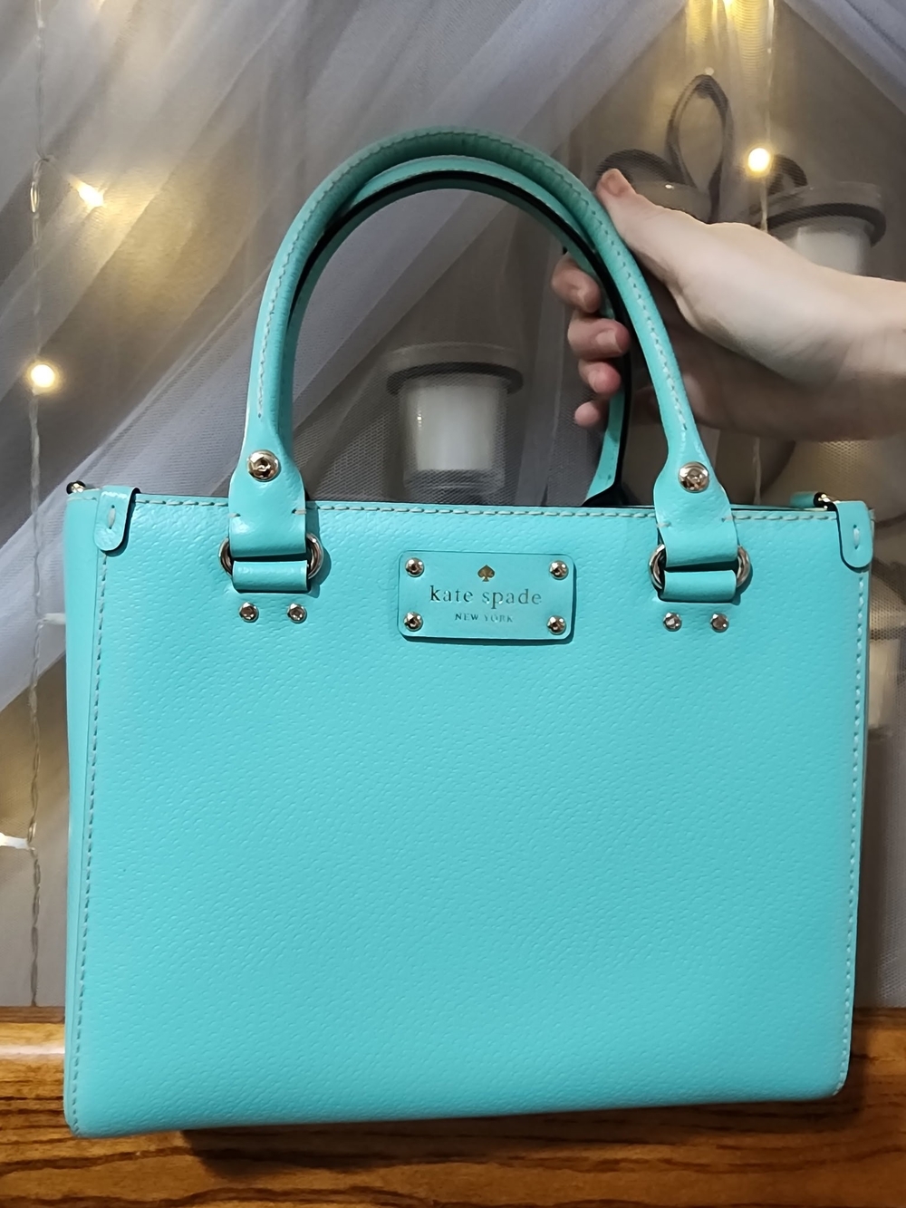 kate spade Turquoise Leather Satchel with Gold Hardware Crossbody Strap Included